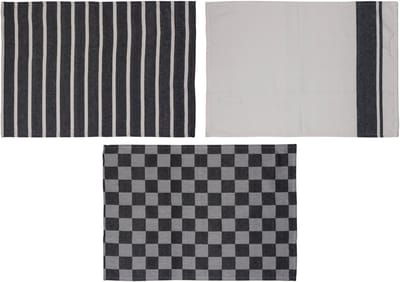 Stoff Keukenhanddoek Black Chambray Set3 50x70cm