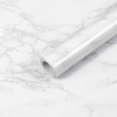 Virtubuy - Zelfklevend Behang - Marmerlook - Waterdicht en eenvoudig schoon te maken - Wit en grijs - Decoratieve folie - Voor keuken en badkamer - ...