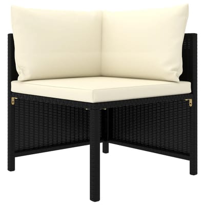 vidaXL - 5-delige - Loungeset - met - kussens - poly - rattan - zwart