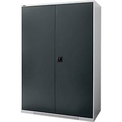 Schäfer Shop Genius dubbeldeurskast FS, staal, met ventilatieopeningen, B 1343 x D 620 x H 1950 mm, 5 OH, wit aluminium/antracietgrijs, tot 750 kg