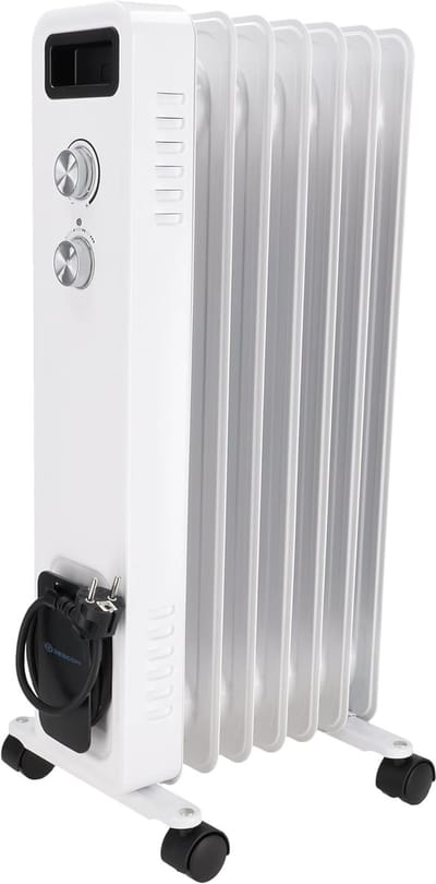 Oliegevulde Radiator 1500W met Thermostaat en 7 Ribben - Efficiënte Extra Verwarming