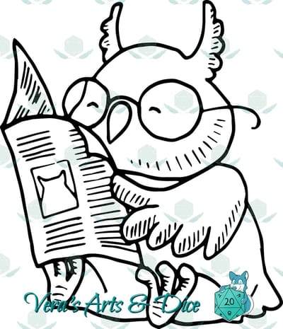 Lezende Uil Sticker - Dieren in het Dagelijks Leven | Vera's Arts & Dice | Schattige Stickers - Handgemaakte Stickers - Journaling - Bullet Journal - Scrapbooking - Leuke Stickers - Laptop Sticker - Telefoon Sticker | Uil Vogel Bril Krant