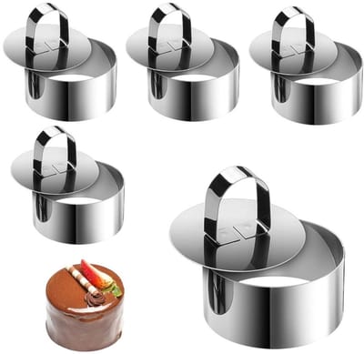 5 stuks - roestvrijstalen taartring - ronde dessertring - vorm - roestvrij staal - dessertvorm - geschikt voor doe-het-zelf keukenbakken - 8X4 cm