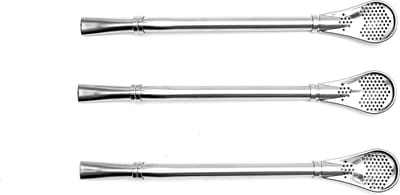 Mate RVS Rietje - Bombilla voor Mate pompoen drinken. 16 cm (ZILVEREN SET VAN 3)