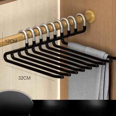 gebrek Broekhangers Anti-roest Chroom Metalen Hangers Antislip Rubberen Coating Ruimtebesparende Jeans Hanger voor Gemakkelijk-Slide Broeken zwart