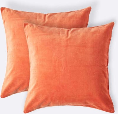 Homescapes fluwelen kussenhoes set van 2 in oranje, 40 x 40 cm