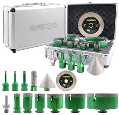 Diamantboorkroonset voor Keramische Tegels - 10 Stuks inclusief Vingerfrees en Fasenbits
