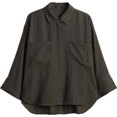 regular fit blouse van mix van viscose met 3/4-mouw model 'Forna'
