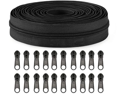 Ritsen per Meter Groothandel 10 Meter met 20 stks Ritssluitingen voor DIY Naaien Kleermaker Craft Tas Kleding Huistextiel…(Zwart)