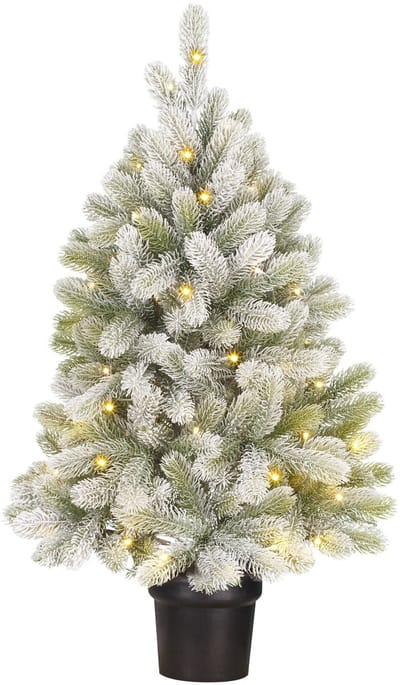 Black Box Trees Nagoya Kunstkerstboom met Verlichting - Kunstboom H90 x D42 cm - Kunst Kerstboom Besneeuwde Takken - in Kunststof Pot - Kerstdecoratie voor Binnen - met Batterij en Timer - 175 Tips