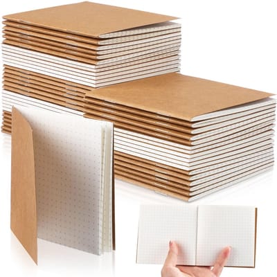 Cosensi- Notebooks Set van 50 - Mini Pocket Notebooks - Kraft Notebooks - Schrijfblok voor Memo's - Dagboek 10,2 x 10,2 cm - Bruin
