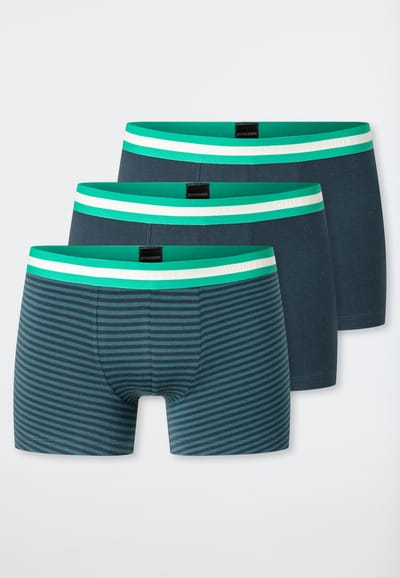 Shorts, set van 3, met streepjes, donkerblauw/groen - 95/5 140
