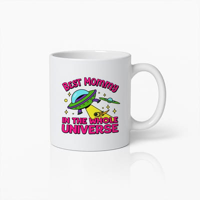 Beste Mama in het Hele Universum Mok 330ml – Schattige Koffiebeker met Ruimte Design – Perfect Cadeau voor Moeders