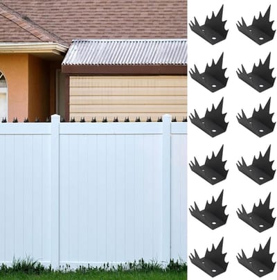 12-delige tuinhekspikes voor beveiliging, anti-klim deterrent voor katten, vogels en indringers, roestbestendige metalen spikes met montagemateriaal voor ramen en daken