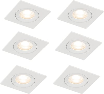 QAZQA xena - Moderne Inbouwspot - 6 stuks - L 8 cm - Wit - Woonkamer | Slaapkamer | Keuken