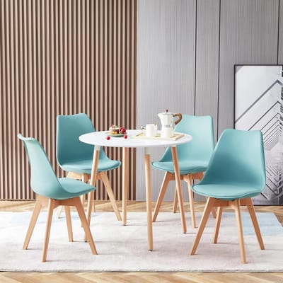 Eettafel Set met 4 Moderne Eetkamerstoelen, Compacte Set voor 4 Personen