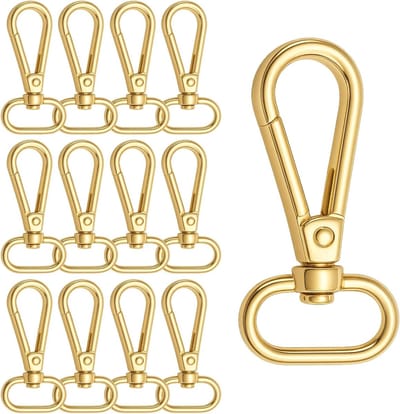 Robuuste 12-delige draaibare karabijnhaken set voor sleutels, tassen, hondenriemen en knutselaccessoires