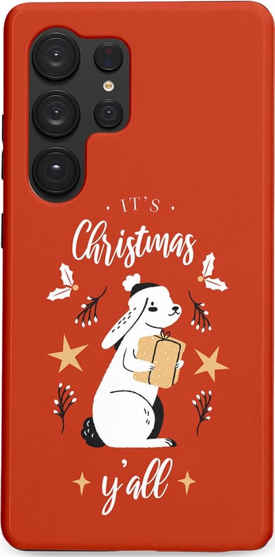 Casetastic hoesje geschikt voor Samsung Galaxy S25 Ultra - Dubbellaagse bescherming - Kerst Konijntje Flappie - Fashion Case - Terracotta