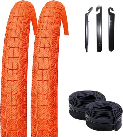 Fietsbanden Set - Banden en Buis - BMX Fietsen - Inclusief Bandenlichters - 20 Inch 50-406 - Oranje
