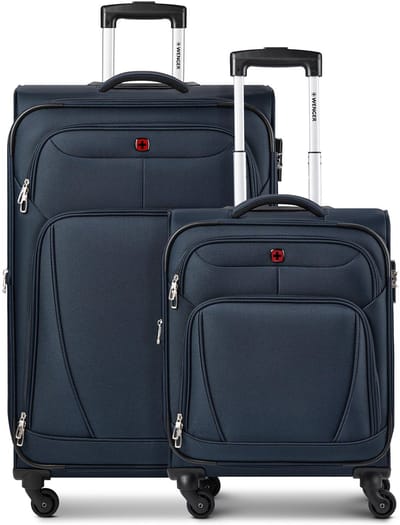 Wenger Beaumont kofferset met 4 wielen, maten S en L, met uitbreidingsplooi - Zachte bagage - Combinatieslot - navy
