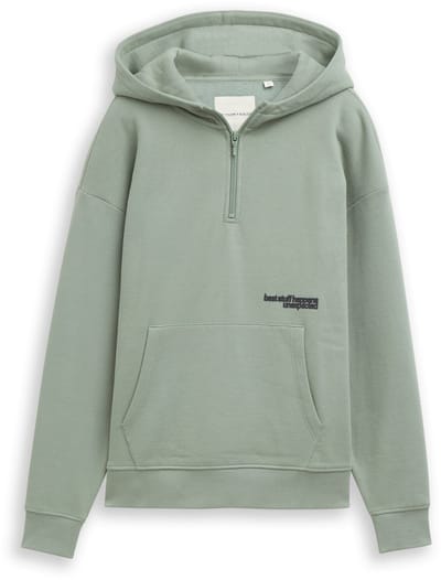 Tom Tailor - Oversized hoodie-sweatshirt met ritssluiting - Maat 128 - Dusty Leave Green