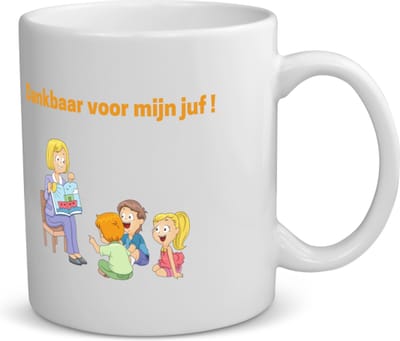 Akyol - dankbaar voor mijn juf koffiemok - theemok - Juf - leraressen - verjaardag - cadeautje voor juf - juf artikelen - kado - geschenk - gift - verjaardagscadeau - juffendag - 350 ML inhoud