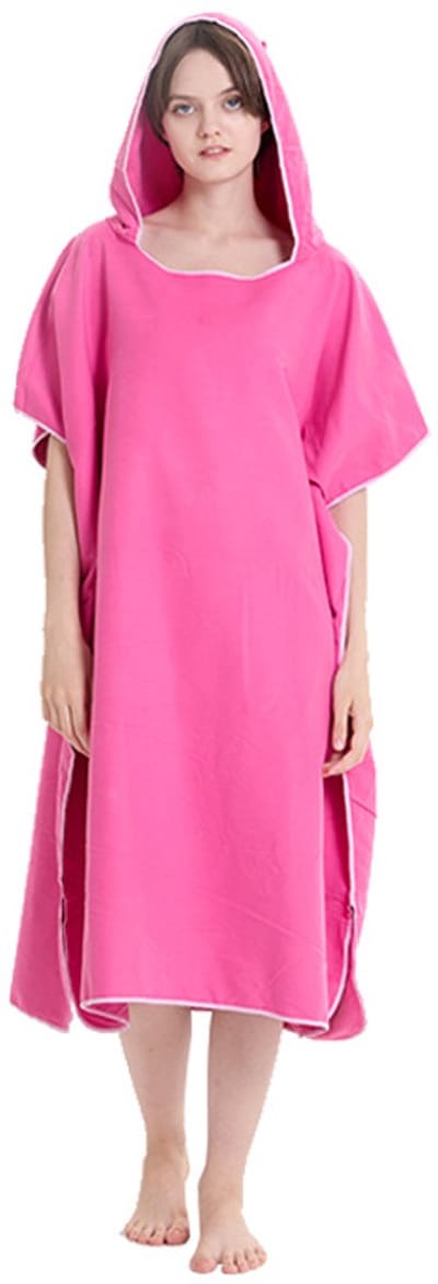 Strandbadjas - 90*110cm - badcape voor heren en dames - poncho handdoek - microvezel surfhanddoek - lange kapstok met capuchon - unisex - ideale handdoek voor het strand, surfen, surfen - effen cape met capuchon - absorberende en snel drogende cape