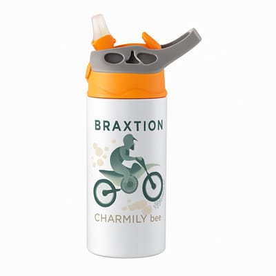 Opvallende Bold Neon 'il_1140xN.4680380511_m9e1' Drinkfles – Trendy Drinkfles voor Verrassende Liefhebbers - Waterfles voor kinderen (wit/oranje)