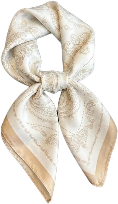 Vierkante Sjaal - Paisley Bandana - Outfit Accessoire - Gladde Satijnstof - 70x70 cm - Beige