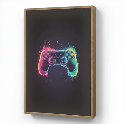 Nachtlampje 70x100 cm - Kinder lamp - Grafisch - Controller - Neon - Verfspatten - Tafellamp kinderkamer draadloos - Slaapkamer lampje - Bedlamp kinderen - Kinderlampje - Wandlamp babykamer - Nachtlampjes