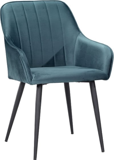 Soph & Tess - Modena Eetkamerstoel - Grijs - set van 4 - Fluweel - Velvet - Industrieel - Met armleuning