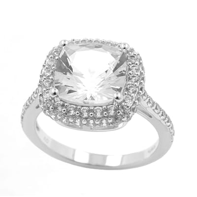 Cavill - Cocktailring 925 Sterling Zilver - 2,7 ct Mexicaanse Danburiet Kussenslijpsel - 1,287 ct Zirkoon - Elegant Sieraad