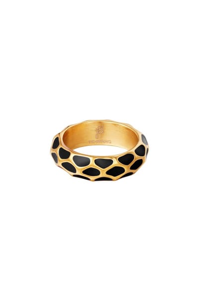 Ring Giraffe pattern- Black- Zwart- Stainless Steel - Yehwang- 16-Moederdag cadeautje - cadeau voor haar - mama