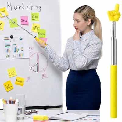 Telescopische Aanwijsstok Vinger – Uitschuifbare Pointer Finger – Aanwijsstok voor Leraar, Presentaties & Whiteboard – Compact & Lichtgewicht – Kleur Willekeurig – Max. 68 cm