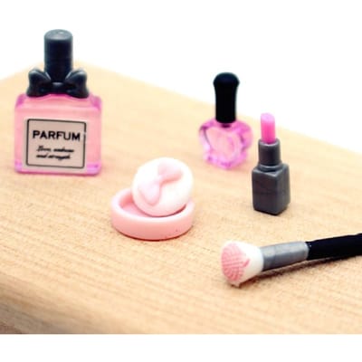 1Set1:12 Poppenhuis Miniatuur Cosmetica Lippenstift Poeder Parfum Make-up Kwast Model Poppen Make-up Scène Decoratie Accessoires hemelsblauwe kleur