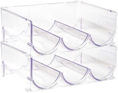 Plasticforte Flessenrek - 2x - 3 flessen - koelkast organizer - stapelbaar - kunststof - wijnrek - 20 x 29 x 11 cm