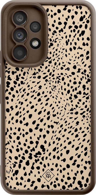 Casimoda® hoesje - Geschikt voor Samsung Galaxy A53 - Stippen bruin abstract - Zwart TPU Backcover - Gestipt - Bruin/beige
