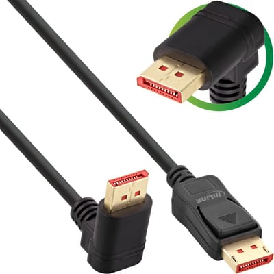 Premium DisplayPort kabel - 90° haaks naar boven - versie 1.4 (5K/8K 60Hz) / zwart - 2 meter