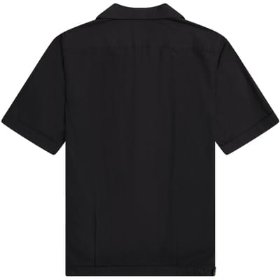 Fred Perry bowlingshirt met zwarte panelen en korte mouwen