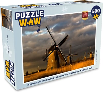 Puzzel Molen - Nacht - Nederland - Legpuzzel - Puzzel 500 stukjes