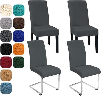 Set van 4 Rekbare Stoelhoezen voor Schommelstoelen - Elastische, Wasbare Bescherming voor Keuken, Restaurant en Bruiloften in Donkergrijs