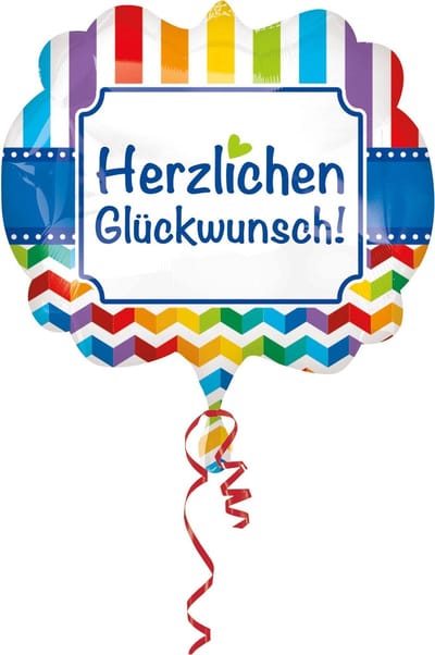 "Herzlichen Glückwunsch" Folie Ballon, 63 x 55cm