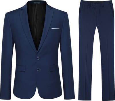ALLTHEMEN Heren 2-Piece Slim Fit Pak - Tweeknoops Zakelijk Pak - S