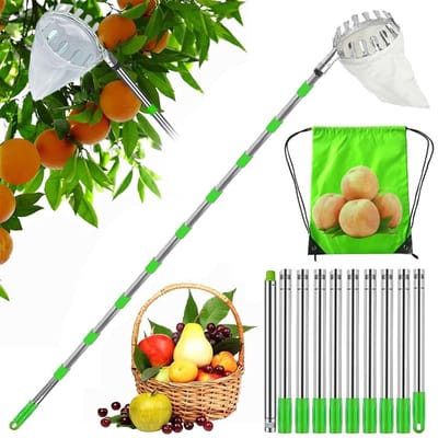 Allecto - Fruit picker - Appelplukker - Eenvoudig in gebruik - 4 meter verlengbare steel - Kersenplukker - Ideaal voor fruitplukken
