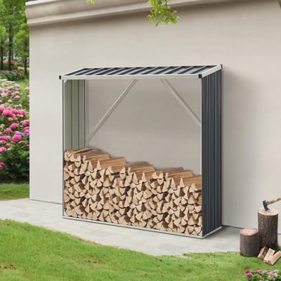 Stalen brandhout rek voor buiten - Houtopslag 155x45x157 cm antraciet