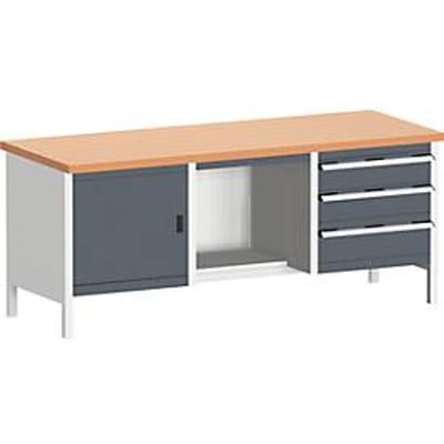 Werkbank met kast 2078-2.8, antracietgrijs