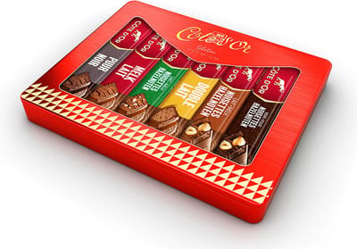 Côte d'Or deluxe geschenkdoos - mix van 6 chocoladerepen - pure chocolade - melkchocolade - chocolade met hazelnoot - origineel chocoladecadeau - 275g