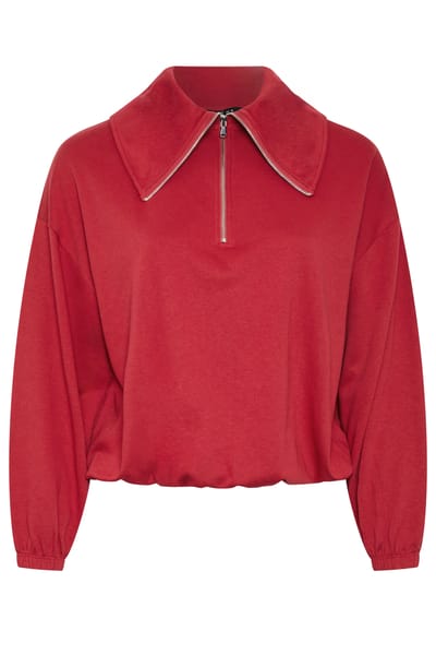 Limited Collection Curve Bordeauxrood Sweatshirt Met Rits En Omslagkraag Size 42