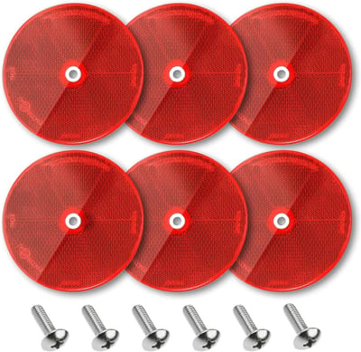 Ronde Schroefreflectoren voor Veiligheid, Circulaire Reflectoren voor Caravan, Truck, Trailer en Motorfiets - 6 Stuks
