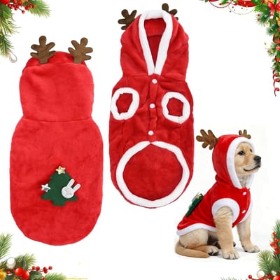 Kerstkleding voor Huisdieren, Hond en Kat Kostuum voor de Feestdagen, Warme Hoodies en Winterjassen voor Dieren, Geschikt voor XL Maten